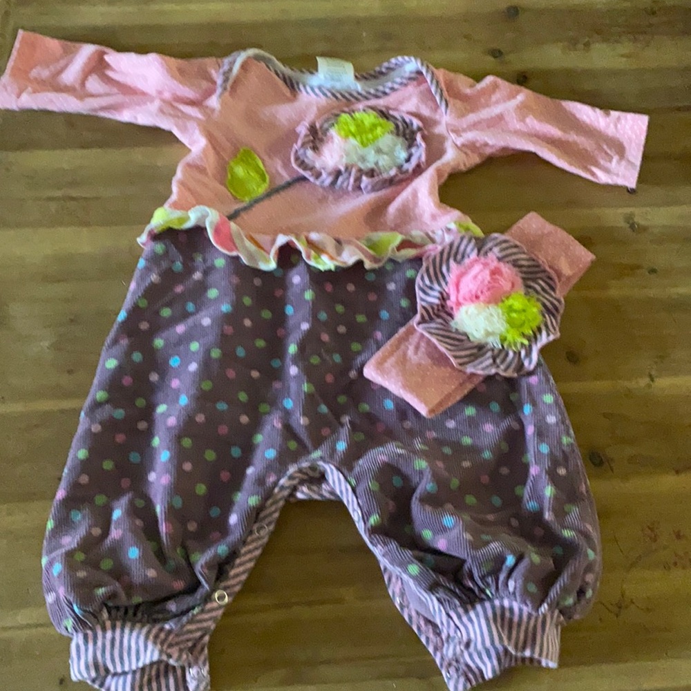 Roki & Zoi baby Romper with matching headband